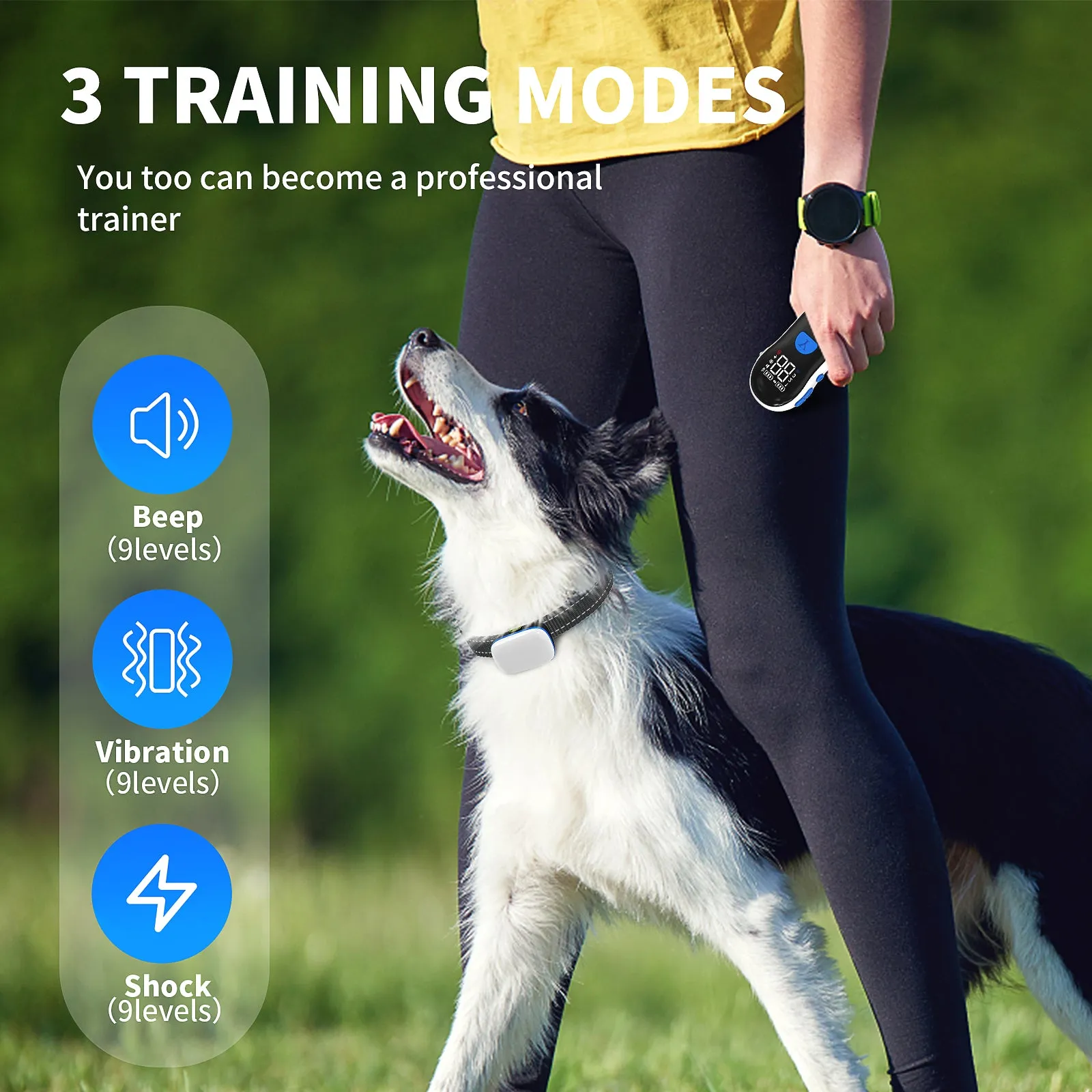 MASBRILL Dog Training Collar with Remote - Dog Shock Collar for Large Small Medium Dogs with 2600FT Remote, Rechargeable Dog Bark Collar with Beep/Vibration/Shock Modes, Security Lock, Rainproof