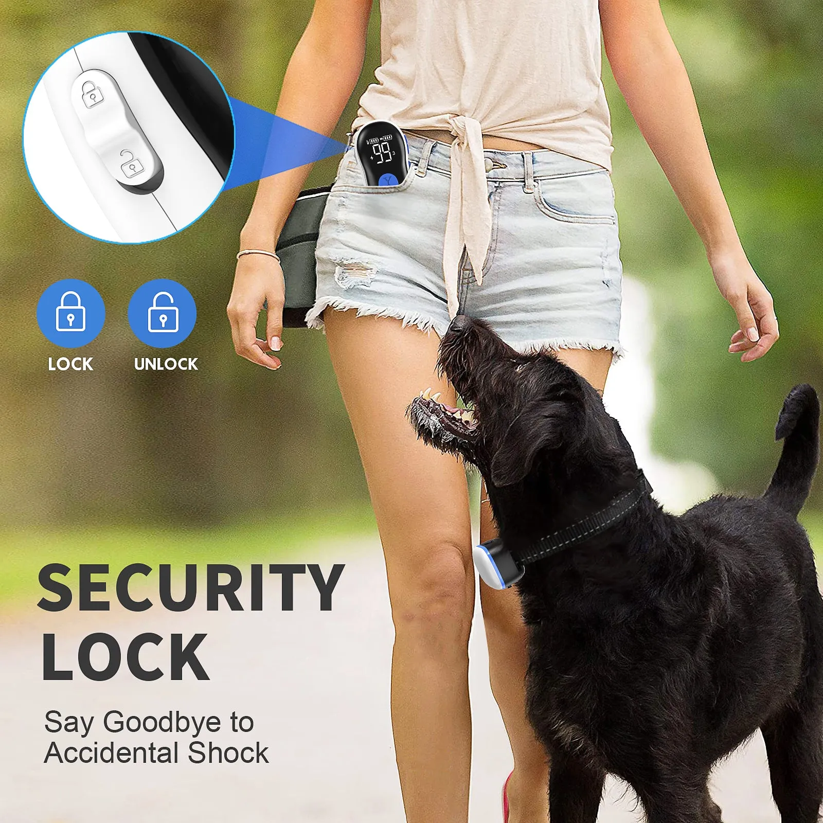 MASBRILL Dog Training Collar with Remote - Dog Shock Collar for Large Small Medium Dogs with 2600FT Remote, Rechargeable Dog Bark Collar with Beep/Vibration/Shock Modes, Security Lock, Rainproof