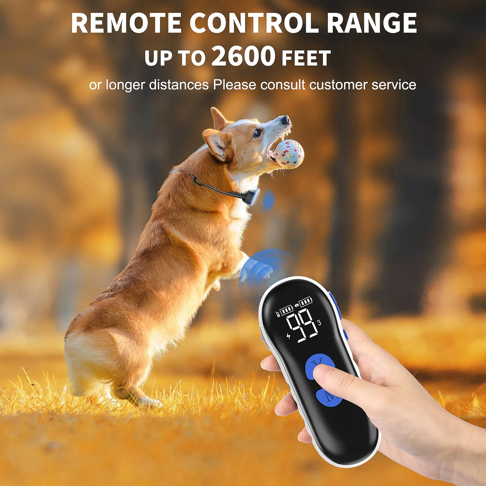 MASBRILL Dog Training Collar with Remote - Dog Shock Collar for Large Small Medium Dogs with 2600FT Remote, Rechargeable Dog Bark Collar with Beep/Vibration/Shock Modes, Security Lock, Rainproof