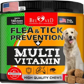 Natural Flea and Tick Prevention Chewables with Multivitamin for Dogs
