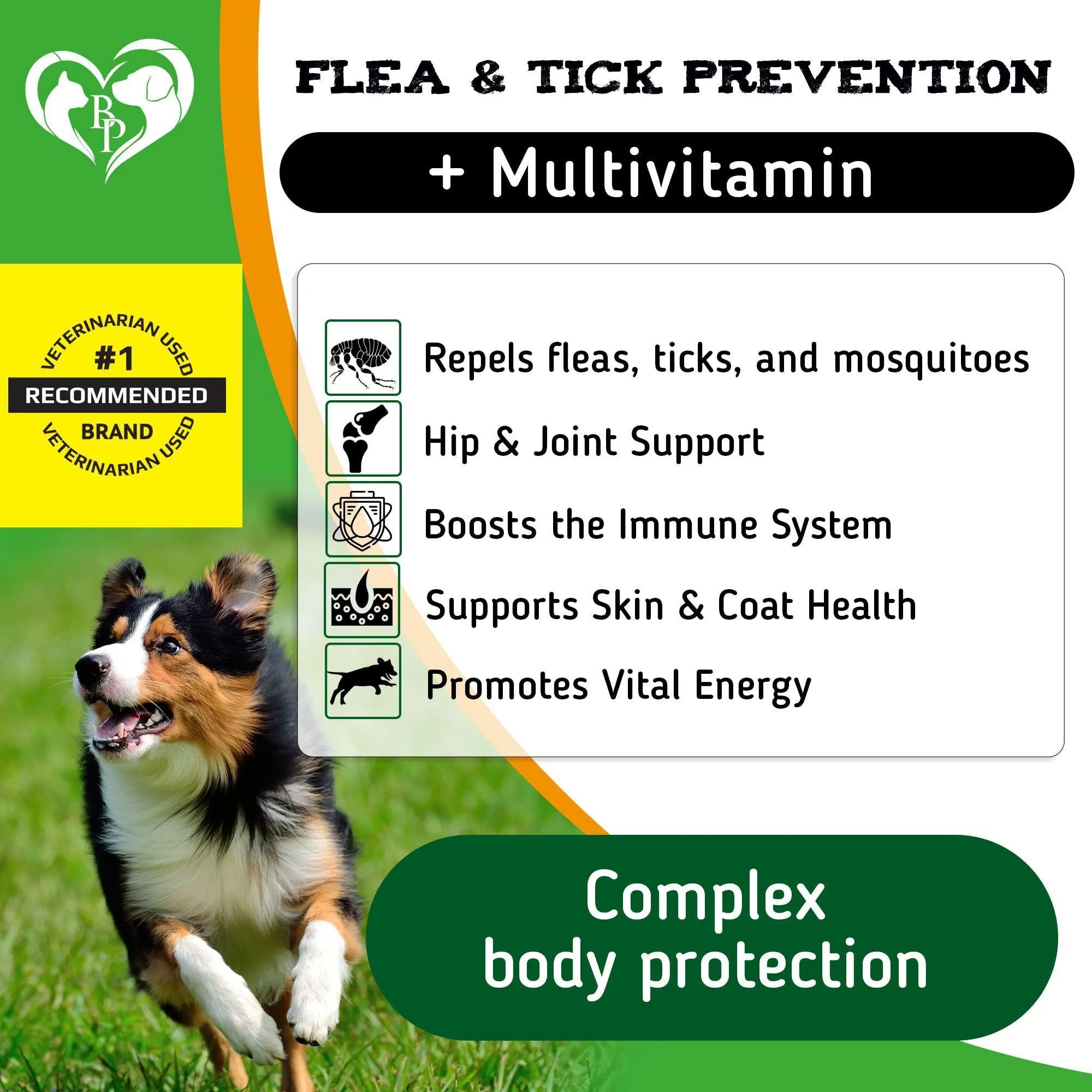 Natural Flea and Tick Prevention Chewables with Multivitamin for Dogs