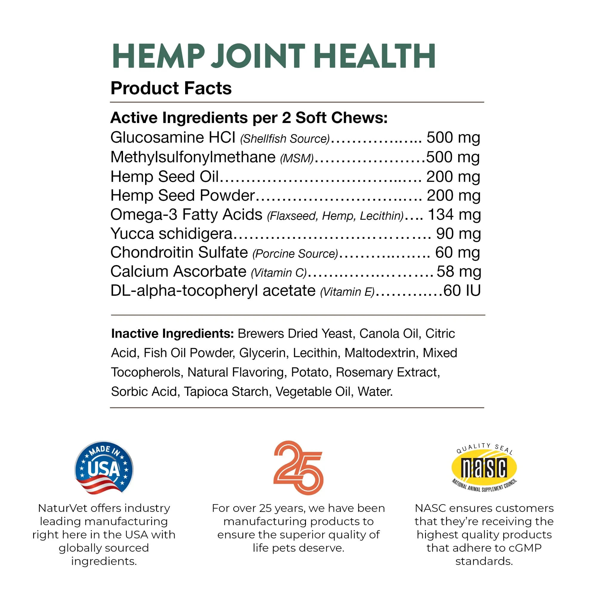 NaturVet Hemp Soft Chew Hip and Joint Supplement for Dogs