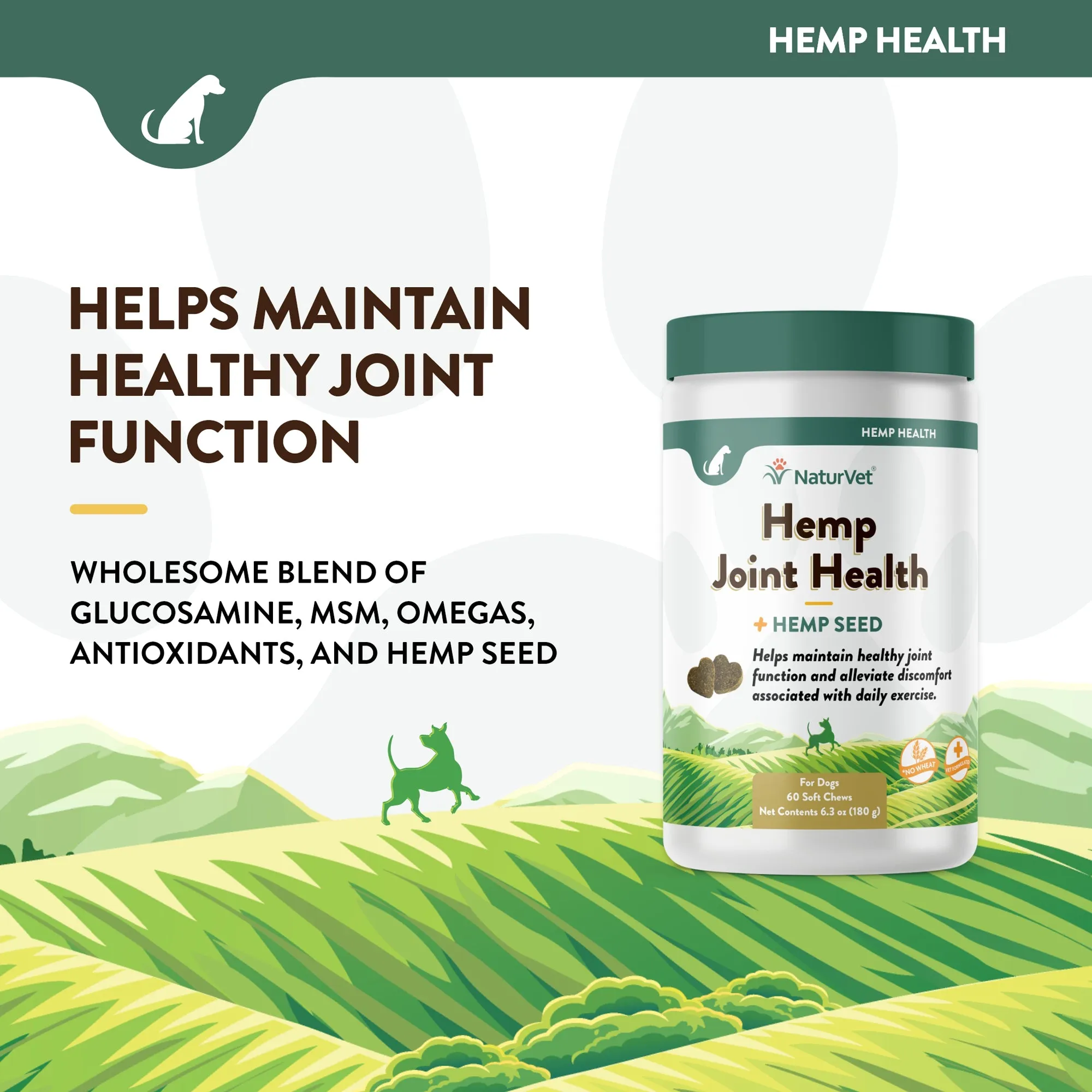 NaturVet Hemp Soft Chew Hip and Joint Supplement for Dogs