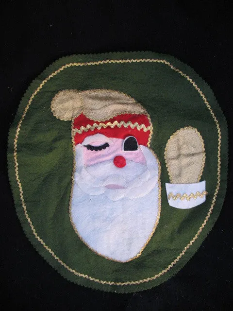 NEW CHRISTMAS Holiday Olive Green SANTA CLAUS TOILET SEAT Fabric COVER 2-Sided