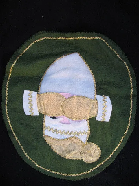 NEW CHRISTMAS Holiday Olive Green SANTA CLAUS TOILET SEAT Fabric COVER 2-Sided