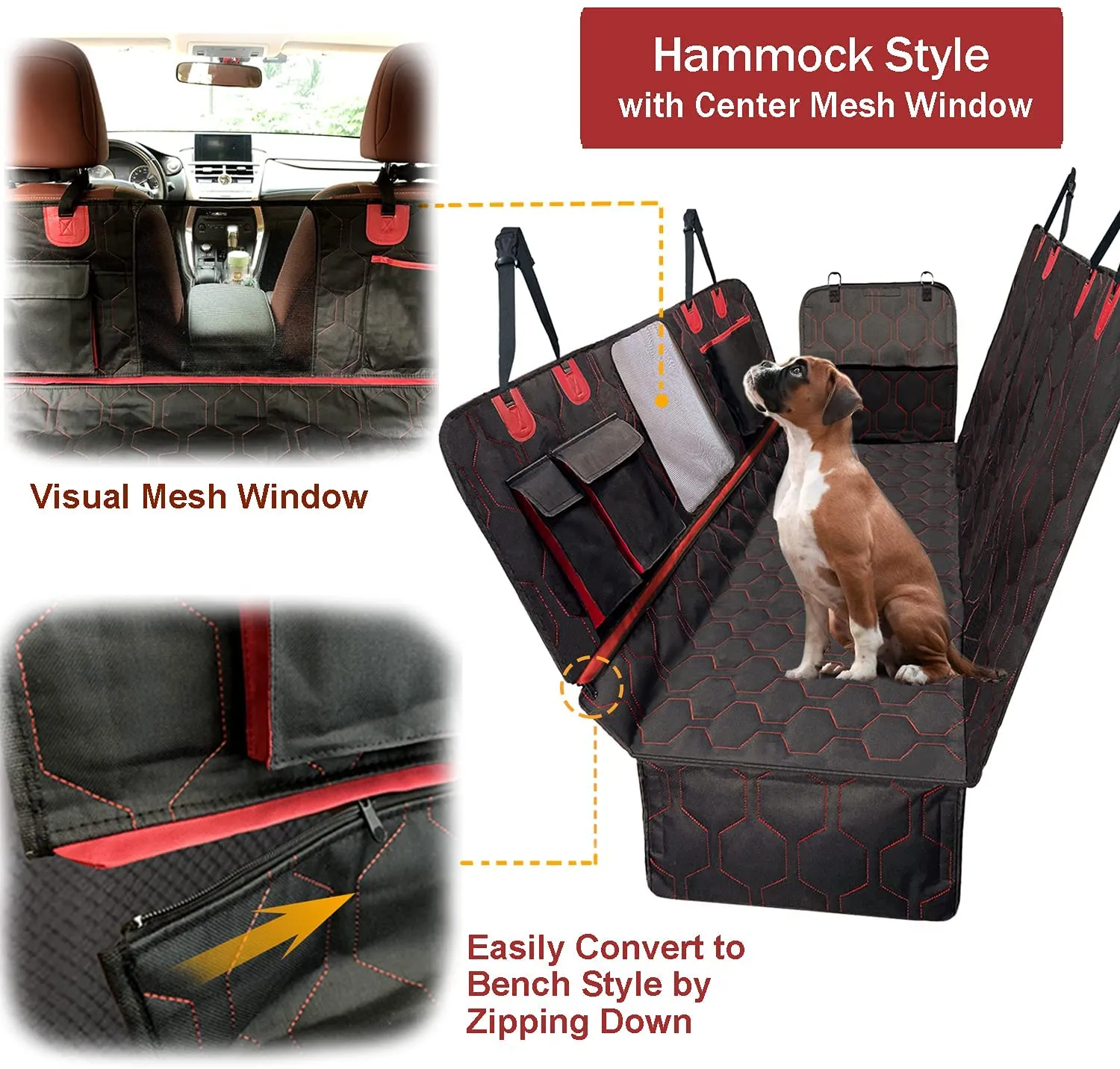 🐶NEW Dog Seat Cover for Back Seat with Mesh, Waterproof Dog Hammock Scratch proof Pet Seat Covers with 4 Bag _mkpt4