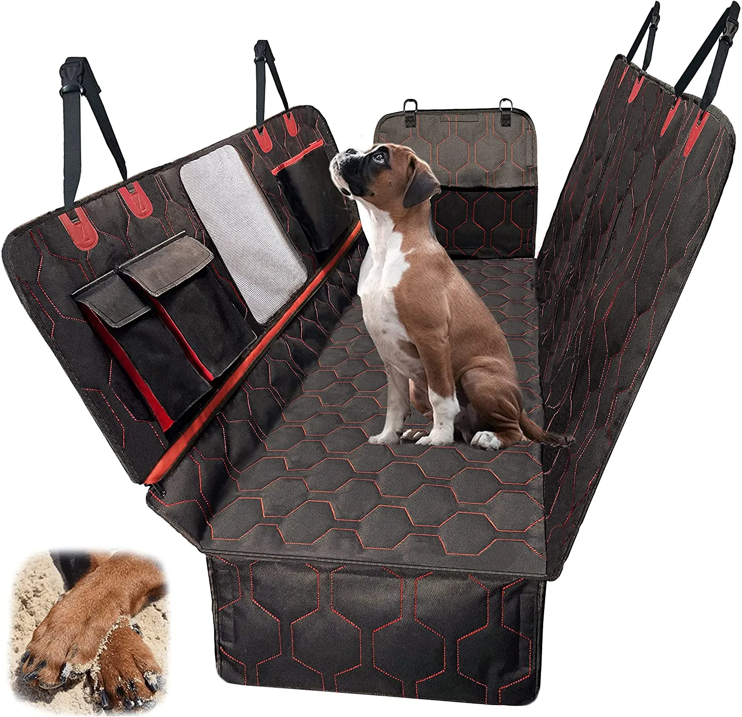 🐶NEW Dog Seat Cover for Back Seat with Mesh, Waterproof Dog Hammock Scratch proof Pet Seat Covers with 4 Bag _mkpt4