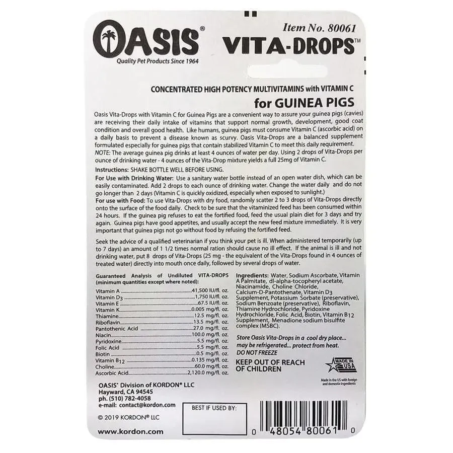 Oasis Vita-Drops High Potential Daily Multivitamin for Guinea Pigs 2 Fl. oz