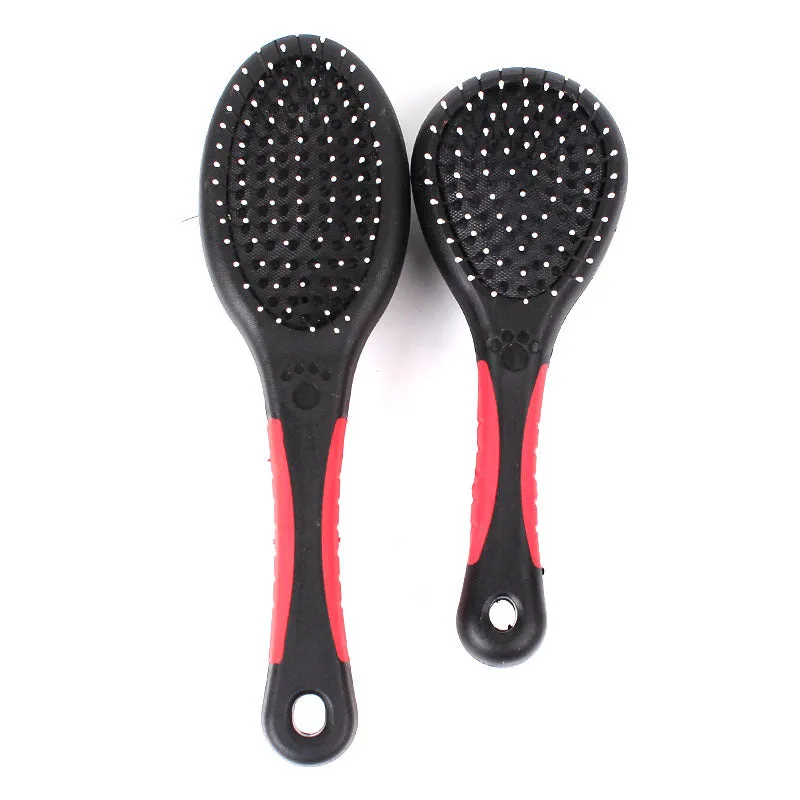 Pet Black Plastic Handle Double-sided Comb Massage Cleaning Brush