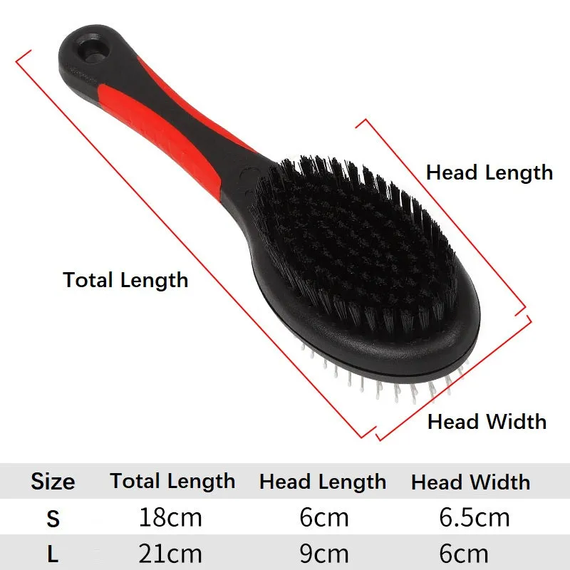 Pet Black Plastic Handle Double-sided Comb Massage Cleaning Brush