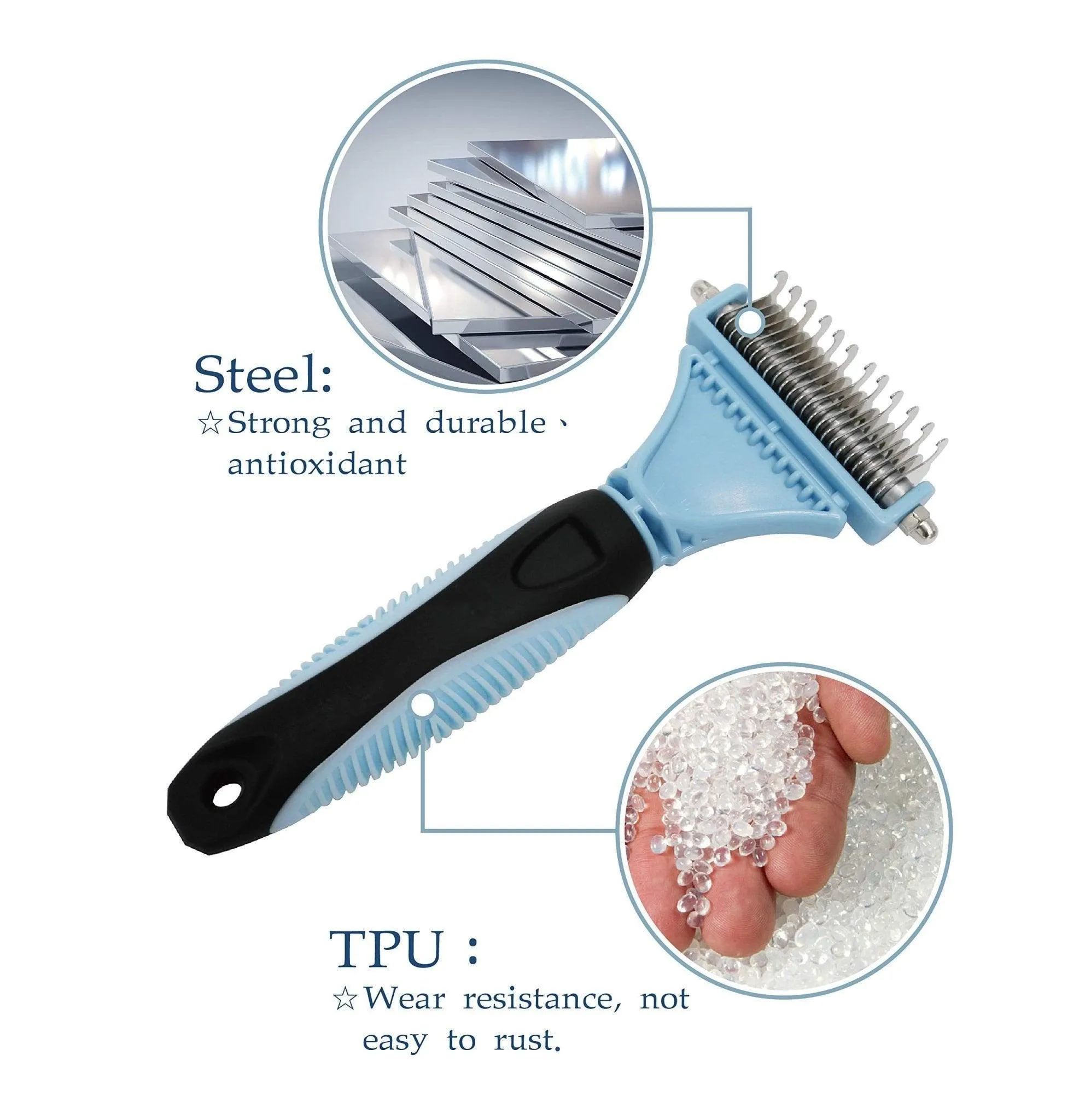 Pet Grooming & Deshedding Brush Double-Sided