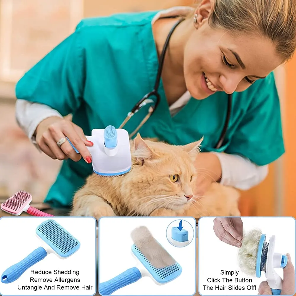 QPets Slicker Brush for Dogs and Cats (Blue)
