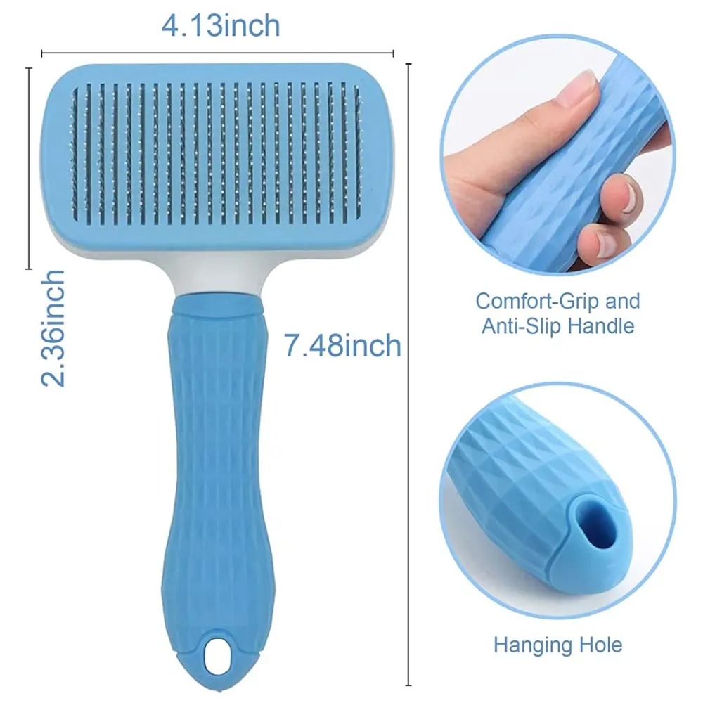 QPets Slicker Brush for Dogs and Cats (Blue)