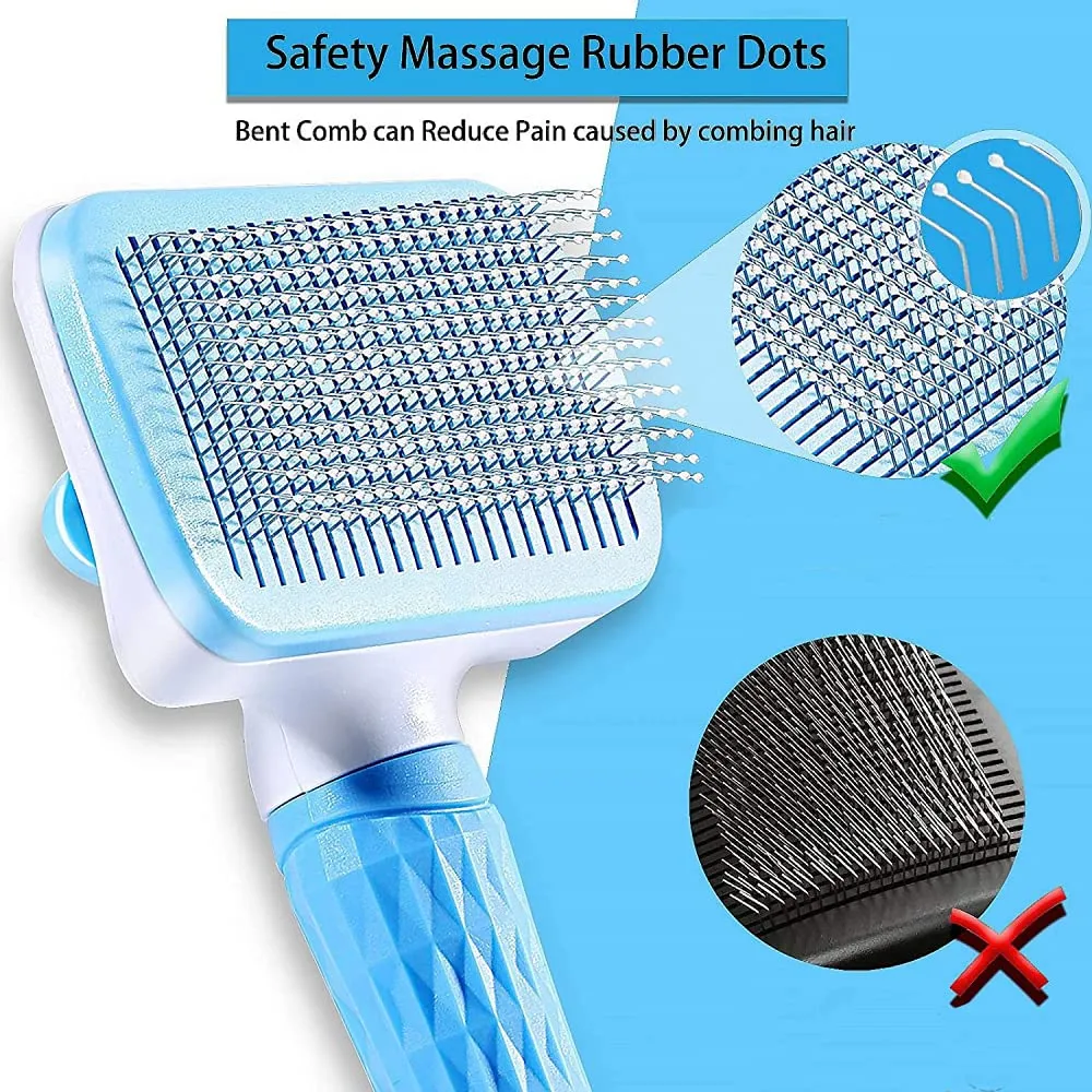 QPets Slicker Brush for Dogs and Cats (Blue)