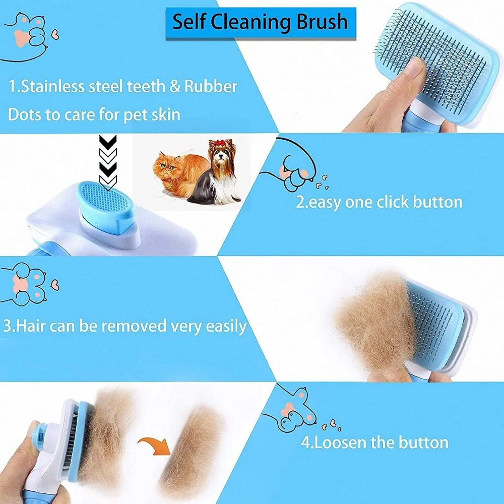 QPets Slicker Brush for Dogs and Cats (Blue)