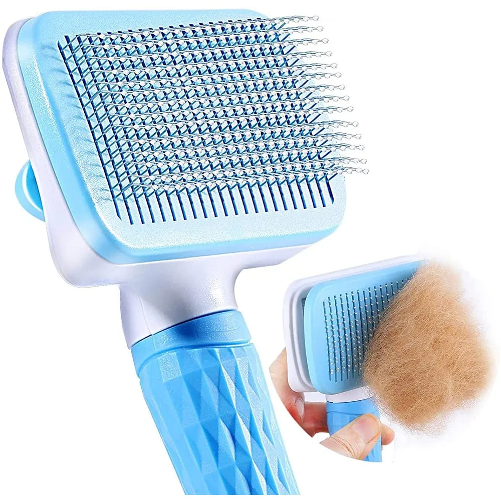 QPets Slicker Brush for Dogs and Cats (Blue)