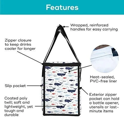 SCOUT Pleasure Chest Soft Cooler, 4 Bottle Wine Cooler Bag, Water Resistant Insulated Soft Cooler Tote with Zipper Closure (Multiple Patterns Available)