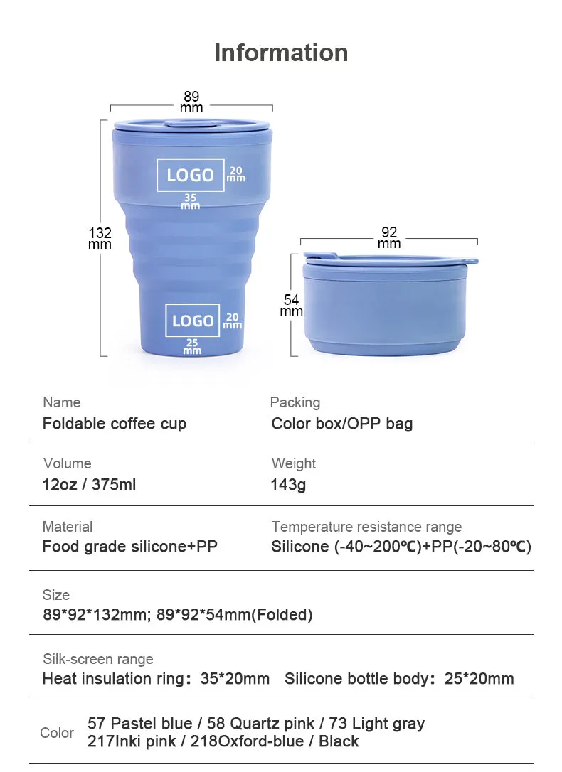 Silicone Collapsible Coffee Cup with Lid
