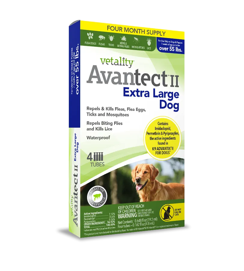 Vetality Avantect II Flea & Tick For Dogs 1ea/0.064 fl oz, 4 ct