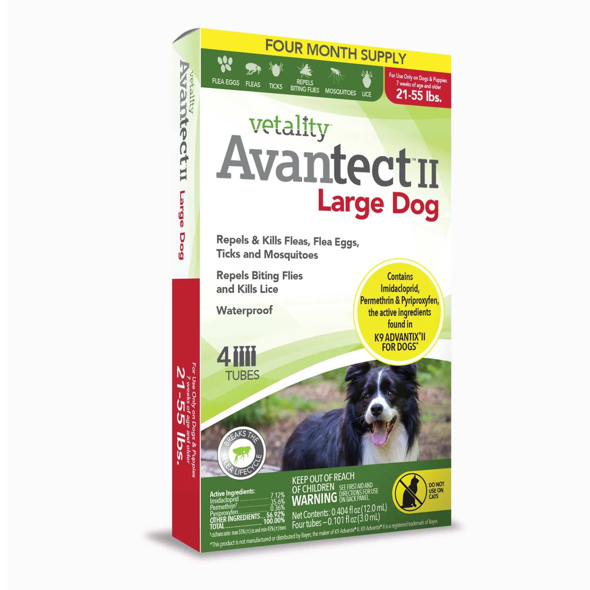 Vetality Avantect II Flea & Tick For Dogs 1ea/0.064 fl oz, 4 ct