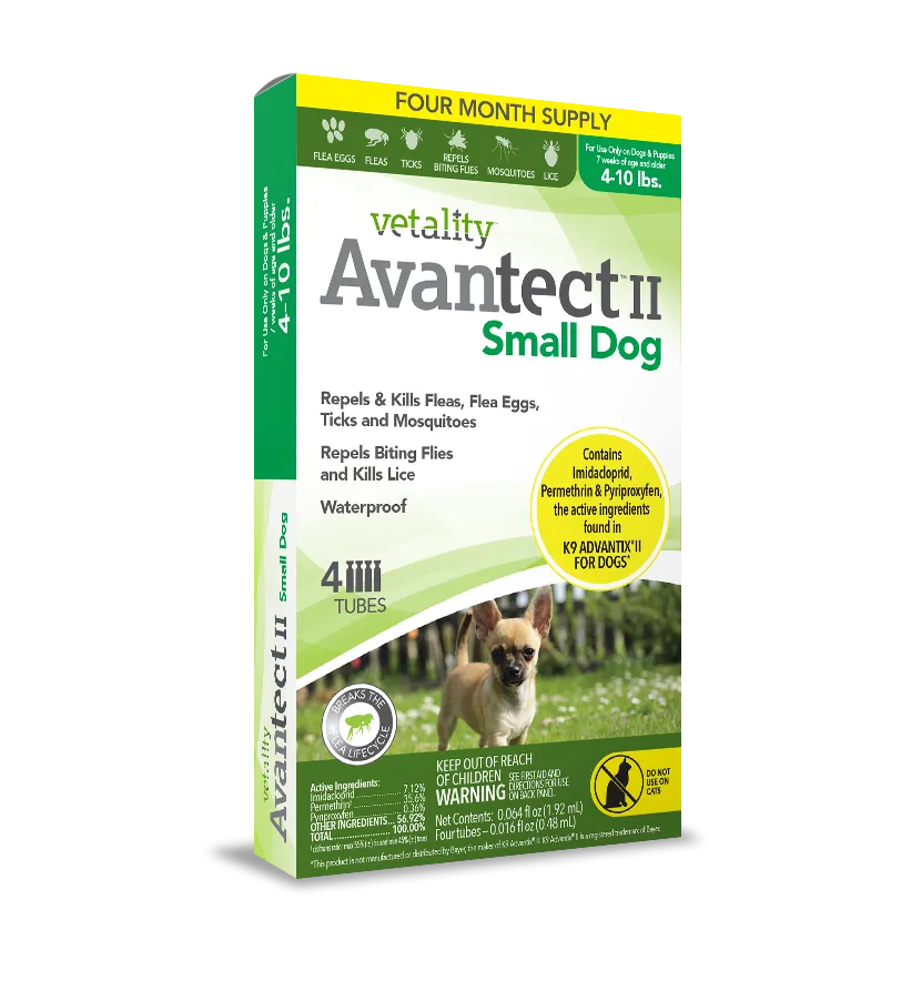 Vetality Avantect II Flea & Tick For Dogs 1ea/0.064 fl oz, 4 ct