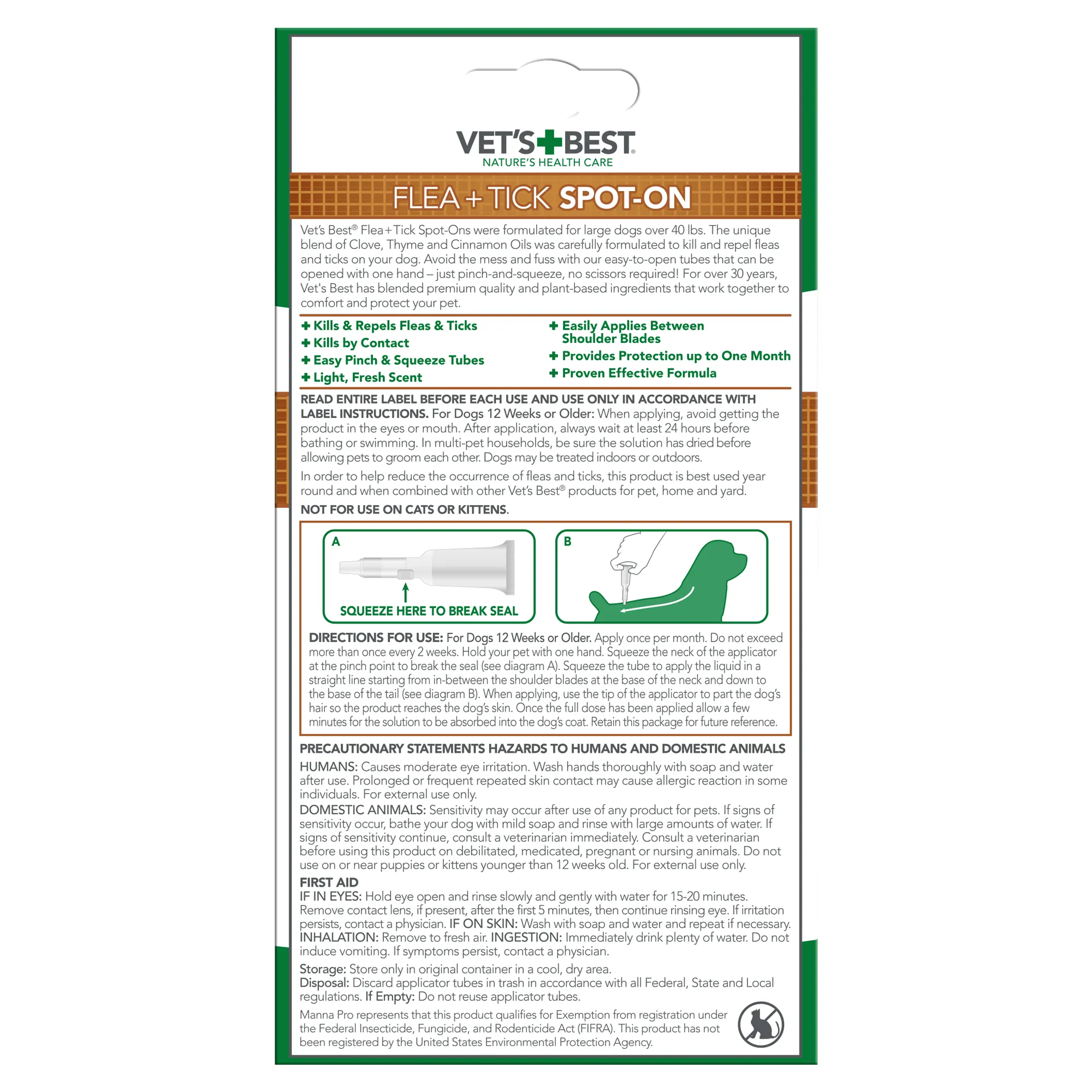 Vet's Best Flea and Tick Spot-On Large 4ct.