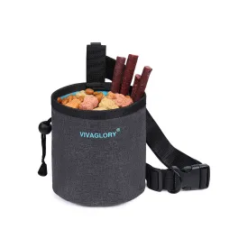 VIVAGLORY Dog Treat Bag, Hands-Free Puppy Training Pouch with Adjustable Waistband and Built-in Dog Waste Bag Dispenser