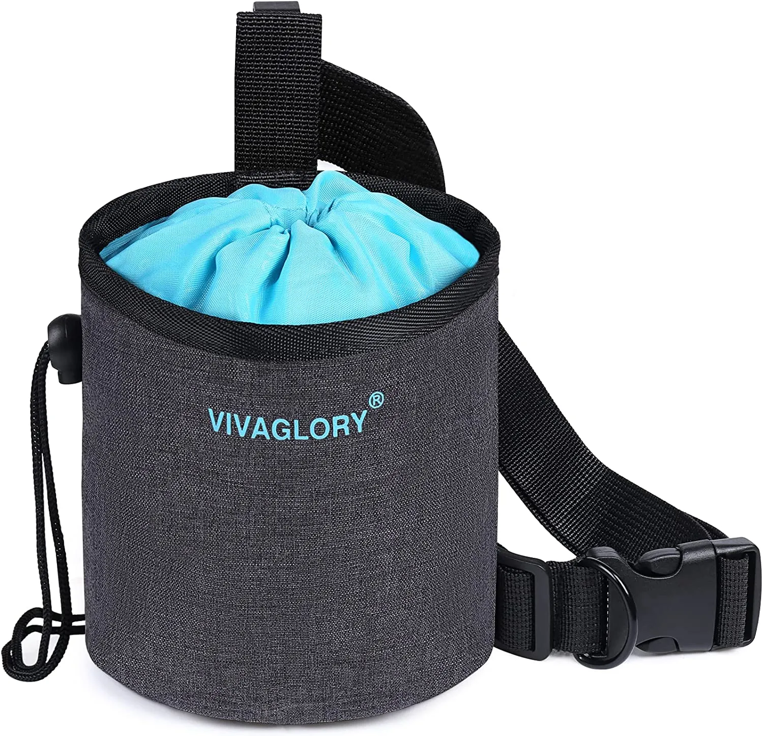 VIVAGLORY Dog Treat Bag, Hands-Free Puppy Training Pouch with Adjustable Waistband and Built-in Dog Waste Bag Dispenser