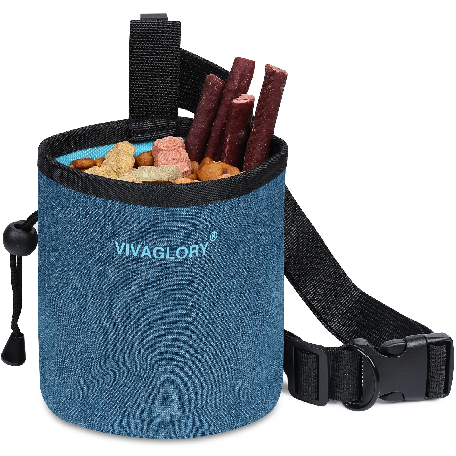 VIVAGLORY Dog Treat Bag, Hands-Free Puppy Training Pouch with Adjustable Waistband and Built-in Dog Waste Bag Dispenser