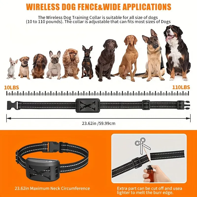 Wireless Dog Fence System/Receiver, 2 In 1 Wireless Dog Fence&Training Collar, Remote Wireless Dog Boundary Containment System, Waterproof Dogs Training Collar