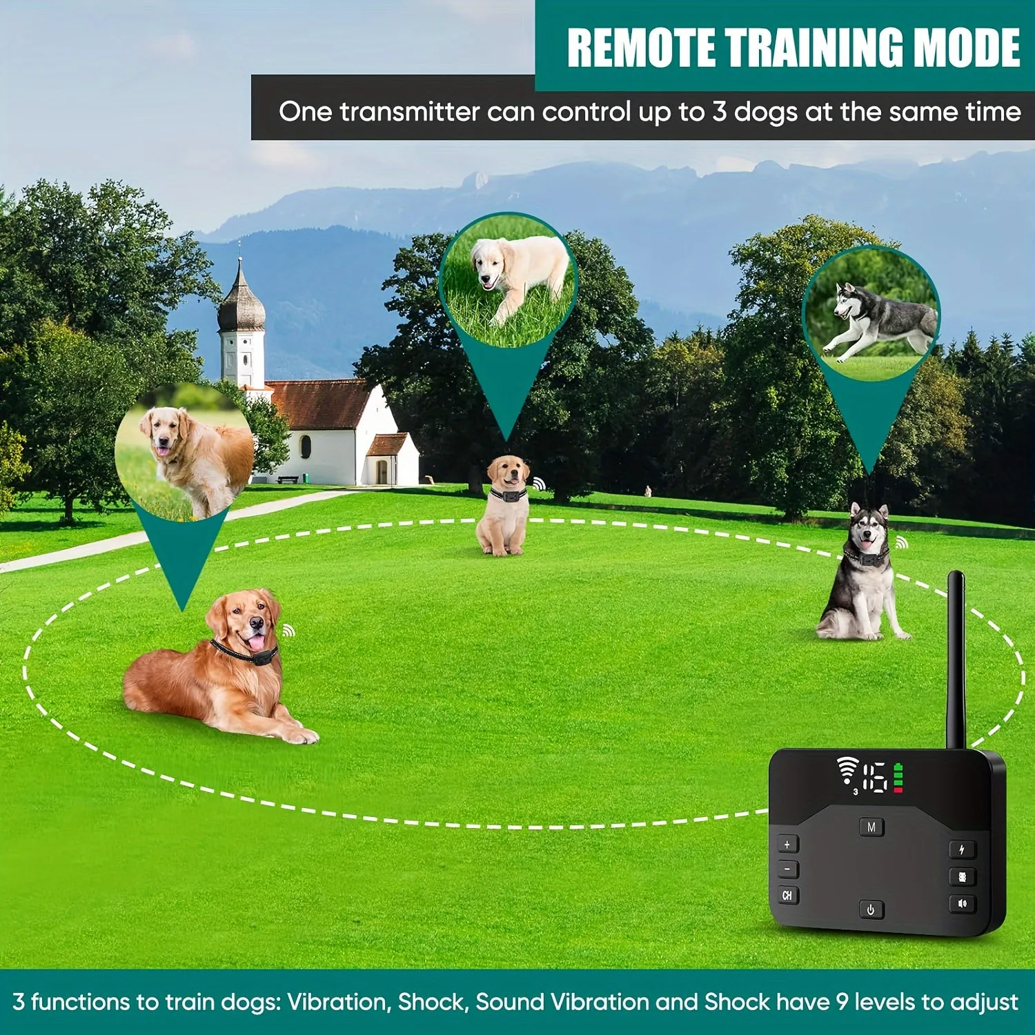 Wireless Dog Fence System/Receiver, 2 In 1 Wireless Dog Fence&Training Collar, Remote Wireless Dog Boundary Containment System, Waterproof Dogs Training Collar