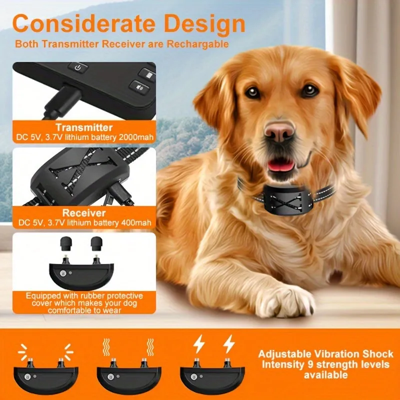 Wireless Dog Fence System/Receiver, 2 In 1 Wireless Dog Fence&Training Collar, Remote Wireless Dog Boundary Containment System, Waterproof Dogs Training Collar